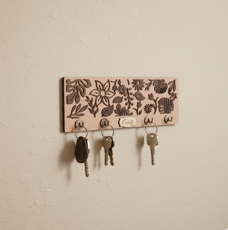 Dekoratyvinė medinė raktų kabykla